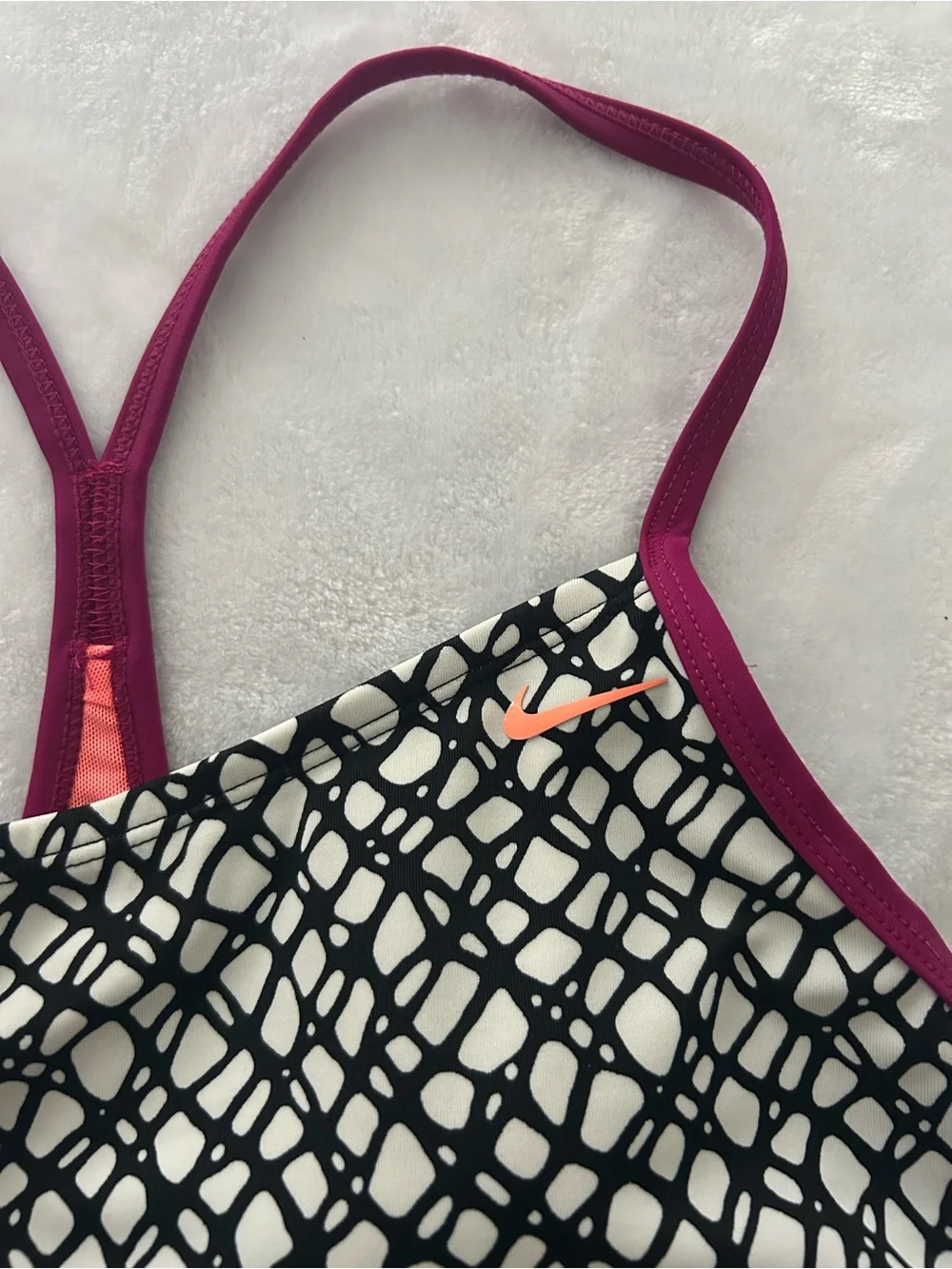 Nike Women’s Large Geometric Print Tankini Swim Top Built In Sports Bra